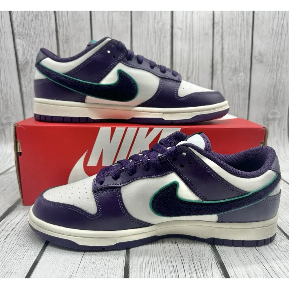 Nike Dunk Low Chenille Swoosh Grand Purple Men's Size 8‎ DQ7683-100